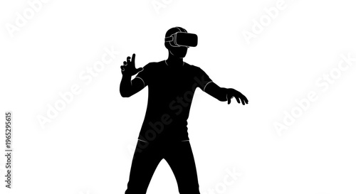 Man wearing virtual reality headset.