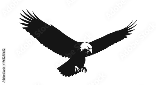 American Bald Eagle in Flight Silhouette.