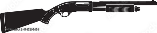 Shotgun, black rifle, firearm illustration, vector gun