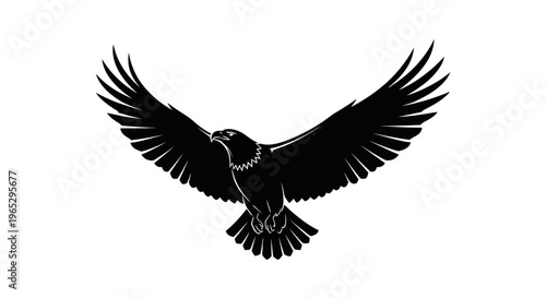 Black silhouette of flying bird.