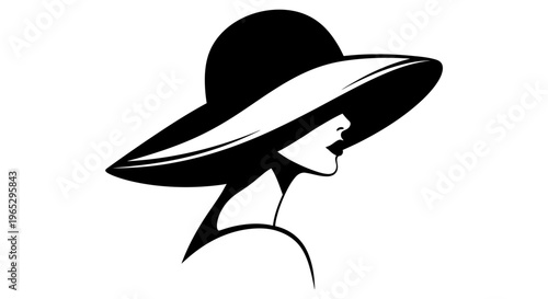 Woman Wearing Large Brimmed Sun Hat.