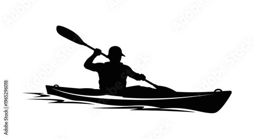 Person Paddling a Kayak Silhouette Sport.