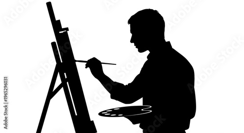 Silhouette of a male painter.