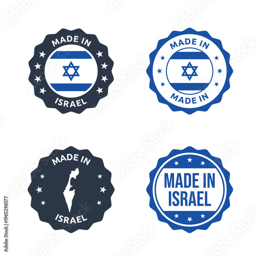 made in Israel labels set, made in State of Israel product icons