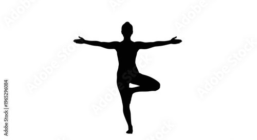 Woman in Yoga Tree Pose Silhouette.