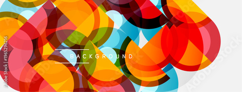 Colorful overlapping circles create dynamic abstract background. Bright hues blend, forming modern visual texture.