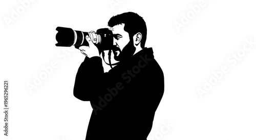 Man holding a large camera.