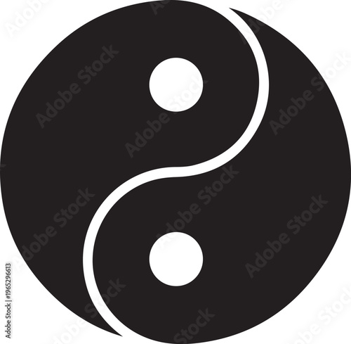 Yin Yang symbol, black and white icon, ancient chinese philosophy, harmony balance emblem