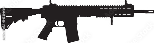 Black rifle, assault rifle, gun silhouette, firearm icon, vector illustration
