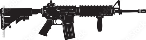 Rifle, assault rifle, black rifle, gun vector, military weapon, firearm illustration