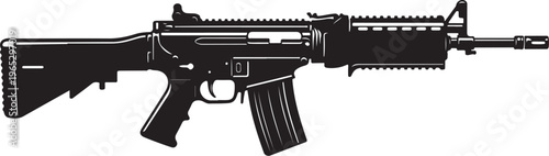 Black Rifle Vector, Assault Rifle Illustration, Firearm Icon, Military Gun Design