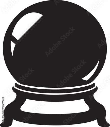 Crystal Ball, Magic Orb, Black Vector Icon, Mystic Symbol
