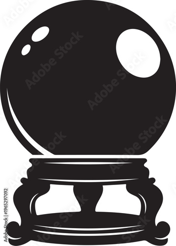 Crystal Ball, Black Silhouette, Mystic Orb, Fortune Telling Icon