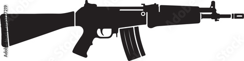 Rifle, assault rifle, gun, firearm, black silhouette, vector illustration, military weapon, combat