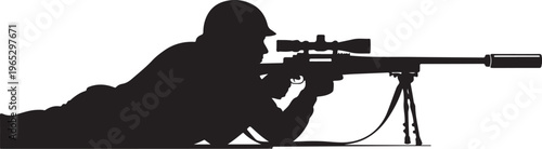 Sniper, silhouette, black, rifle, sniper rifle, hunting, military, vector