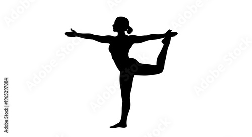 Woman in yoga dancing pose silhouette.