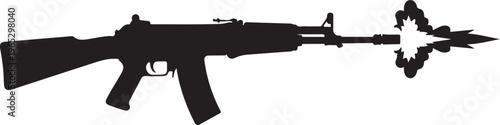 Rifle, assault rifle, gun, silhouette, black, vector, weapon, firearm, military