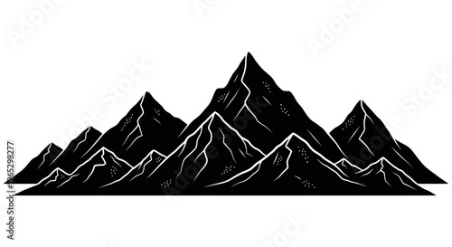 Black Mountain Range Silhouette Illustration.