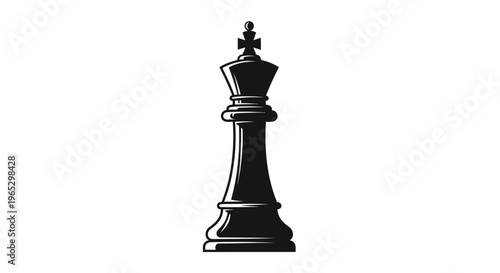 Black chess king piece standing alone.