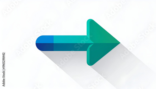 Teal right arrow icon with long shadow forward direction navigation graphic element