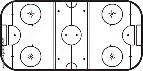 Hockey rink, ice hockey field, rink layout, sports illustration, vector graphics
