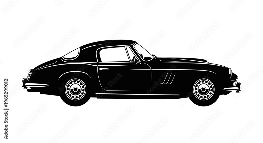 Fototapeta premium Classic Black Vintage Sports Car Side.