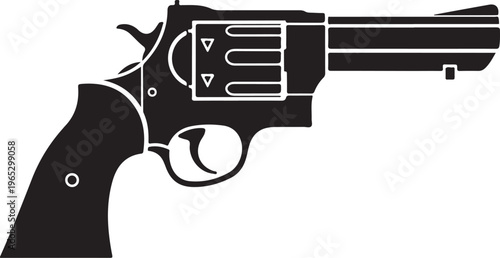 Revolver, Handgun, Gun, Black, Vector, Illustration, Firearm, Weapon
