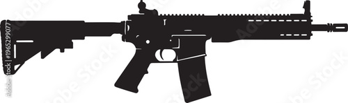 Rifle, assault rifle, gun, black silhouette, vector illustration, firearm, weapon