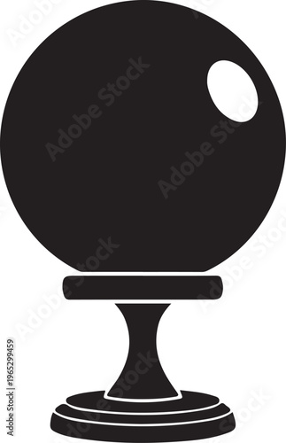 Black crystal ball, mystical orb, fortune telling symbol, vector illustration