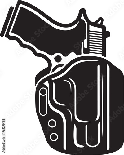 Black handgun, holstered pistol, gun in holster, weapon accessory