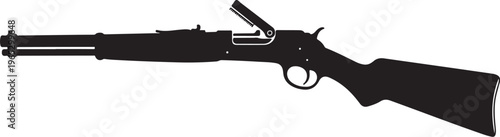 Rifle, black silhouette, gun, weapon, vector illustration, firearm