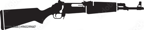 Rifle, gun, assault rifle, black silhouette, weapon icon, vector illustration, firearm, military