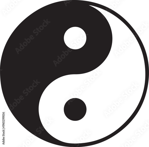 Yin Yang symbol, black and white icon, ancient chinese philosophy, harmony balance