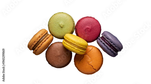 Assorted colorful French macarons in various vibrant hues and flavors.