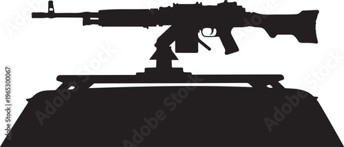 Rifle silhouette, gun outline, black weapon icon, vector firearm
