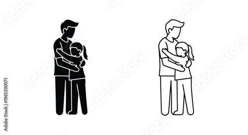 Father and child standing together Vector