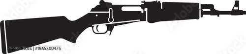 Rifle, assault rifle, gun, firearm, black silhouette, vector illustration, military weapon, hunting, shooting