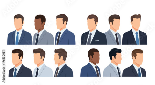 Diverse group of businessmen profiles.