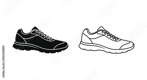 Black and white running shoes side by side Vector