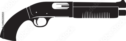 Black shotgun, vector rifle, firearm icon, gun silhouette