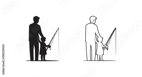 Father and son with chainsaws Vector