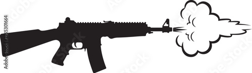 Black rifle, assault rifle, gun icon, weapon symbol, vector illustration