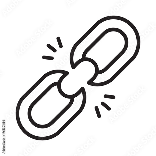 A black and white line drawing depicts a broken chain link symbolizing weakness