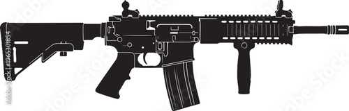 Black rifle, assault rifle, gun vector, modern firearm, military weapon