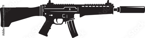 Black rifle, assault rifle, gun icon, weapon symbol, vector illustration