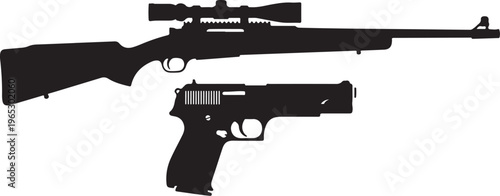 Black rifle, assault rifle, gun icon, weapon symbol, vector illustration