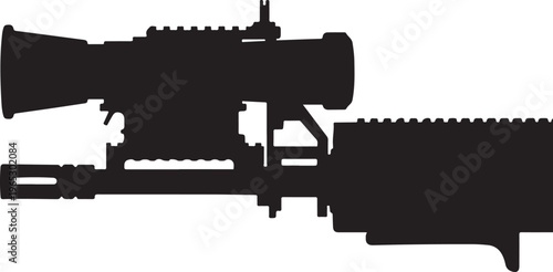 Rifle, gun, shotgun, weapon, black silhouette, vector illustration, hunting, firearm