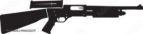 Rifle, gun, shotgun, weapon, black silhouette, vector illustration, hunting, firearm