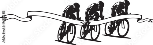 Cycling, bicycle racing, sports icons, black vector graphics