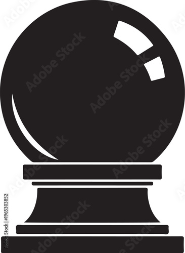 Crystal Ball, Black Silhouette, Mystic Orb, Fortune Telling Icon